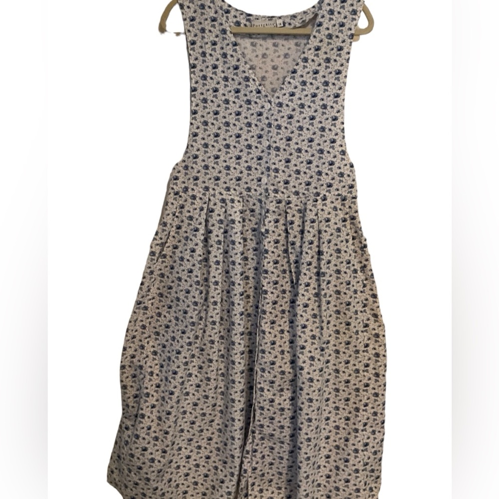 Portraits by Northern Isles Vintage Blue Print Prairie Jumpers Dress